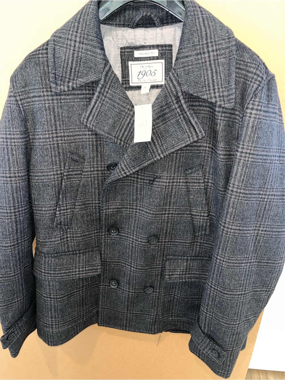 NWT Jos A Bank 1905 Wool Plaid Jacket Mens XL Tailored Fit Gray $495 Christmas
